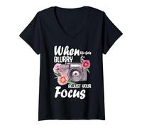 Women's When Life Gets Blurry Adjust Your Focus V-Neck T-Shirt