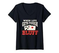 Womens When Life Gets Tough Bluff Poker Cards V-Neck T-Shirt