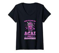Womens When Life Gives You Acai Make A Smoothie Vegan Superfood V-Neck T-Shirt