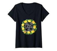Womens When Life Gives You Lemons Make Lemonade Words V-Neck T-Shirt