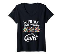 Women's When Life Gives You Scraps Make A Quilt Quilting V-Neck T-Shirt