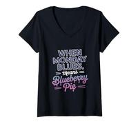 Womens When Monday Blues Means Blueberry Pie Labor Day V-Neck T-Shirt