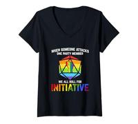 Women's When Someone Attacks One Party Member - LGBT Pride Dice Gift V-Neck T-Shirt