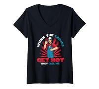 Women's When The Ladies Get Hot They Call Me - HVAC Tech V-Neck T-Shirt