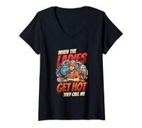 Women's When The Ladies Get Hot They Call Me - HVAC Tech V-Neck T-Shirt