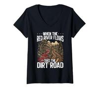 Women's When The Red River Flows Take The Dirt Road Funny V-Neck T-Shirt
