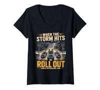 Women's When The Storm Hits We Roll Out Lineman Power V-Neck T-Shirt