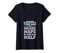 Womens When Time and a Half Means Naps and a Half Labor Day V-Neck T-Shirt
