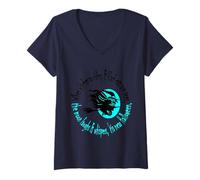 Womens When Witches Go Riding Tis Near Halloween Aqua Text V-Neck T-Shirt