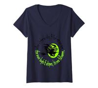 Womens When Witches Go Riding Tis Near Halloween Green Text V-Neck T-Shirt