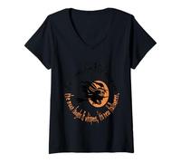 Womens When Witches Go Riding Tis Near Halloween Orange Text V-Neck T-Shirt