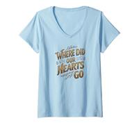 Womens Where Did Our Hearts Go V-Neck T-Shirt