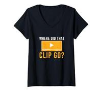 Women's Where Did that Clip Go Funny Film Editing for A Video Editor V-Neck T-Shirt
