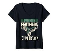Womens Where Feathers Meet Fate Falconry V-Neck T-Shirt