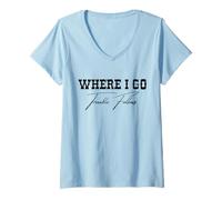 Womens Where I Go Trouble Always Follows Matching Western His Her V-Neck T-Shirt