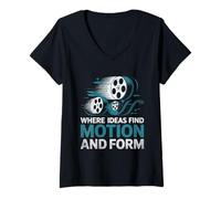 Womens Where Ideas Find Motion And Form Animation Draw Animate V-Neck T-Shirt