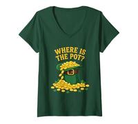 Women's Where is The Pot? Tee St Patricks Day Irish Party Shamrock V-Neck T-Shirt