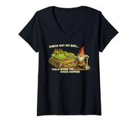 Women's Where The Magic Happens Garden Gnome Vegetable Veggie Humor V-Neck T-Shirt