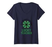Women's Where The Smart Ideas Grow Lucky Teacher V-Neck T-Shirt