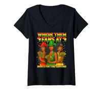 Womens Where Them Fan at Boots On The Ground Black Western Cowgirl V-Neck T-Shirt