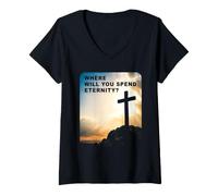 Women's Where Will You Spend Eternity? Christian & Pastor Evangelism V-Neck T-Shirt