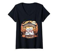 Womens Where You Haunt I Will Follow Cute Ghost Couple V-Neck T-Shirt