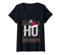 Womens Where's My Ho at Christmas Ugly Sweater Santa Ho Couple Xmas V-Neck T-Shirt