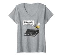 Women's Where's That Buzzing Coming from? Sound Engineer Bee Funny V-Neck T-Shirt