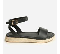 Women's Wheres That From Ankle Strap Raffia Low Flatform Sandals in Black
