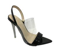 Women's Wheres That From Clear Panel Pointed Sling Back Heels in Black