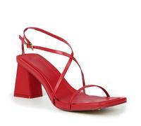 Women's Wheres That From Strappy Block Heel Square Toe Sandals in Red