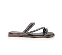 Women's Wheres That From Strappy Flat Sandals with Diamanté Detail in Black