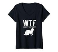 Women's Where's The Ferret Funny Ferret V-Neck T-Shirt
