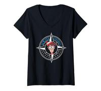 Women's Wheres Wally Always Exploring Compass V-Neck T-Shirt