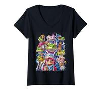 Womens Whimsical Frog Artwork with Fantasy Characters - Frog Art V-Neck T-Shirt