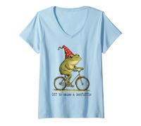 Women's Whimsical Frog Wizard Off to Cause A Kerfuffle Meme Frog V-Neck T-Shirt