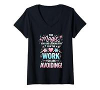 Women's Whimsical Motivational Quote About Work Ethics Humor V-Neck T-Shirt