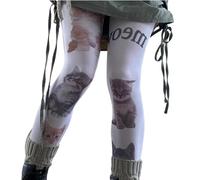 Womens Whimsy Piano Tights Funky Patterned Stockings Emo Goth Whimsy Clothes Y2k Aesthetic Girls Pantyhose (Cat)