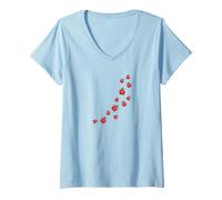 Women's Whimsy Twee Ladybug Trail Cute Summer Aesthetic V-Neck T-Shirt