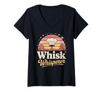 Womens Whisk Whisperer Culinary Baking Chef V-Neck T-Shirt