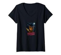 Womens Whiskers in The Dark Spooky Cat Ghost Horror Art V-Neck T-Shirt