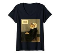 Womens Whiskers' Mother - Vintage Art Parody Remix V-Neck T-Shirt