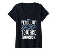Womens Whiskey Lover My Pendulum Swings Toward Bourbon V-Neck T-Shirt