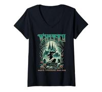 Women's Whitby Goth Skeleton Ghost North Yorkshire England V-Neck T-Shirt