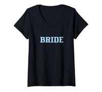 Women's White and Blue Bride Bachelorette Party Bach Accessory V-Neck T-Shirt