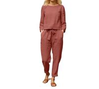 Womens White Fox Tracksuit Set, Women's Linen Lounge Set 2 Piece Outfit for Women UK Ladies Summer Co Ord Tracksuit Long Sleeve Shirt Elastic Waist Drawstring Wide Leg Pants Casual Loungewear