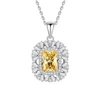 Women's White Gold 18 Carat Luxurious Necklace 3 ct Citrine Pendant, 45cm