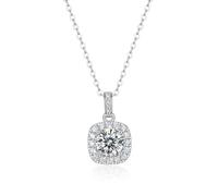 Women's White Gold 375 Classic Style Necklace 3 ct Moissanite Pendant, 45cm