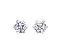 Women's White Gold 585 Solitaire Earrings 3 ct White Moissanite