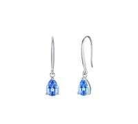 Women's White Gold 9 Carat 375 Solitaire Earrings Ocean Blue Topaz